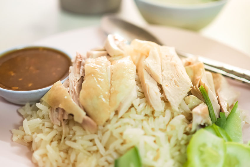 Hainanese chicken rice. Thai Food - Khao Man Gai Hainanese chicken rice. Thai Food - Khao Man Gai
